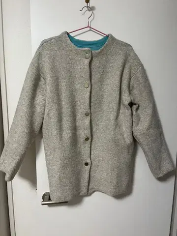 reca 배색 디자인 더블 페이스 니트 가디건