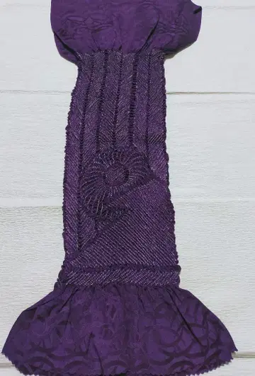 컷아웃 쥐어짜기 오비 장식 천 보라색 순수 실크