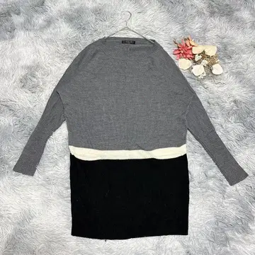 미셸 클랑 (M) 긴팔 니트 원피스 미니 기장 다용도 울 100%