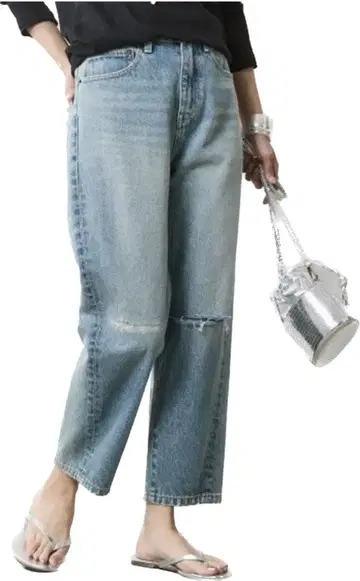 데님 빈티지풍 9부 기장