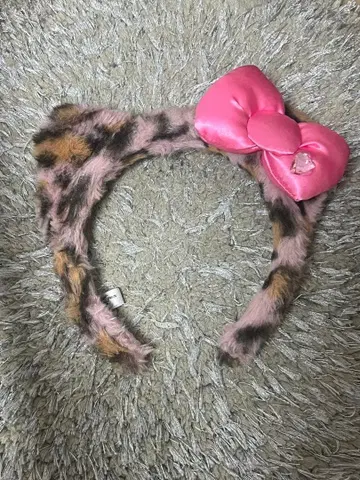 USJ 레오파드 무늬 핑크 리본 머리띠