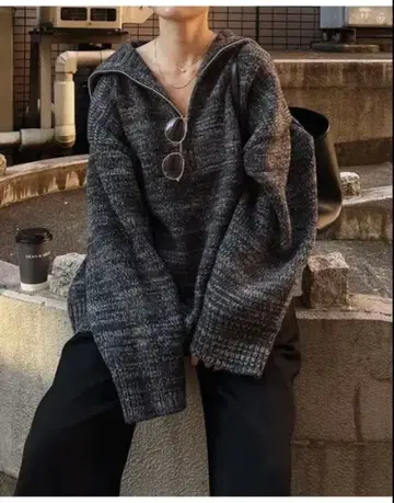 ETRE TOKYO 믹스얀 하프 지퍼 니트 풀오버