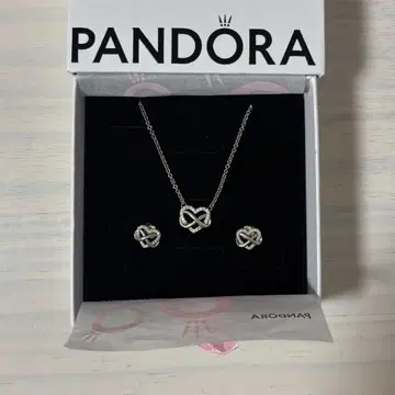 PANDORA 실버 무한대 모티브 목걸이와 귀찌 세트