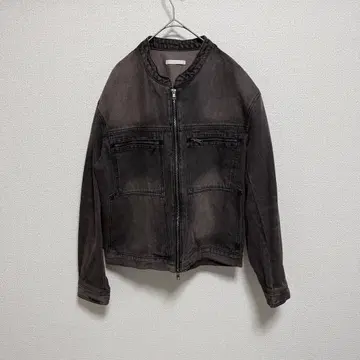 WYM VINTAGE WASHED DENIM ZIP MOTO JACKET