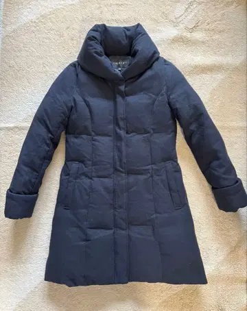 네이비 퀼팅 롱 코트