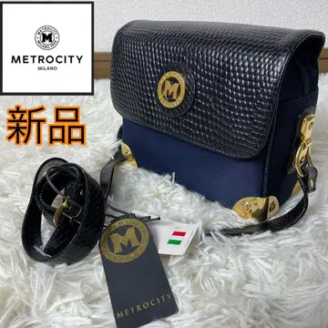 [새상품] METROCITY 숄더백 블랙 네이비 금 악어 엠보싱