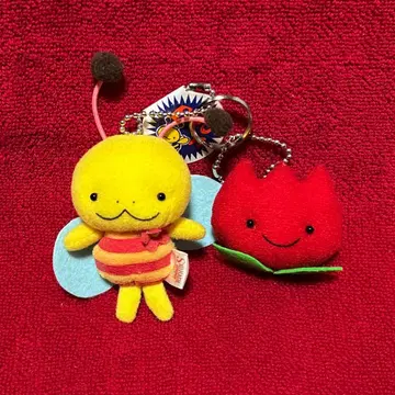 SHINADA Boon 마스코트 키링 벌&튤립 봉제 인형