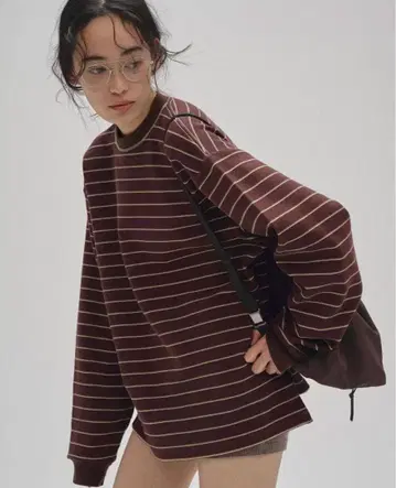 todayful 보더 롱 티셔츠 초코 완판 새상품급