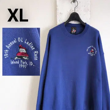 90s USA제 구제 의류 JC 페니 맨투맨 블루 스노우모빌 XL