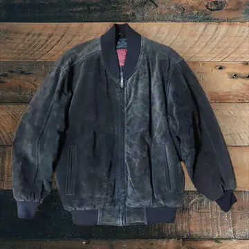 백 롯 빈티지 스웨이드 가죽 돈피 봄버 자켓 M