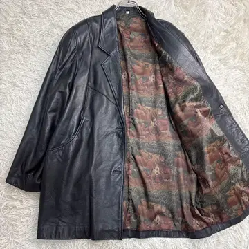 레어 빈티지 램 가죽 코트 양가죽 안감 올 패턴 블랙 프리 사이즈