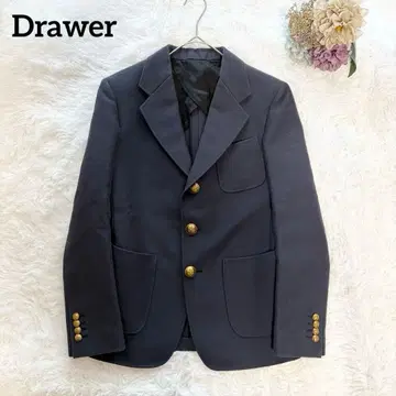 [ Drawer ] 드로어 네이비 골드 버튼 테일러드 자켓 실크 혼방