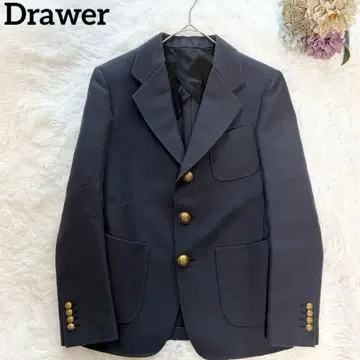 [ Drawer ] 드로어 네이비 골드 버튼 테일러드 자켓 실크 혼방