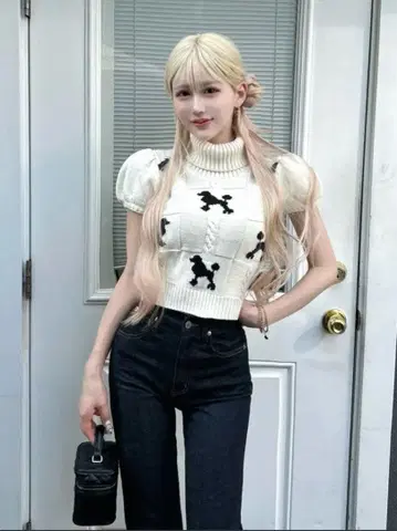 darich 푸들 실루엣 니트탑