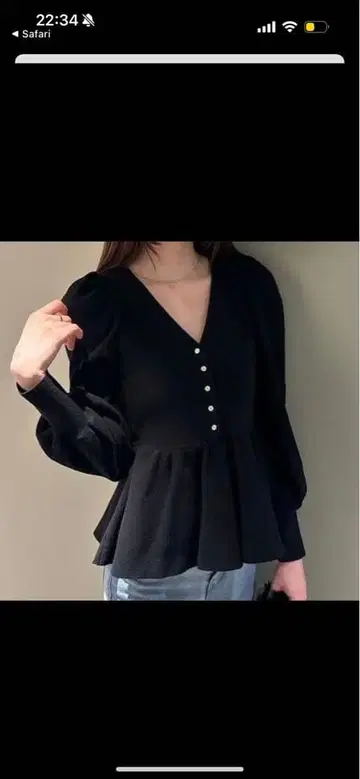 SNIDEL 페플럼 퍼프 슬리브 니트 가디건