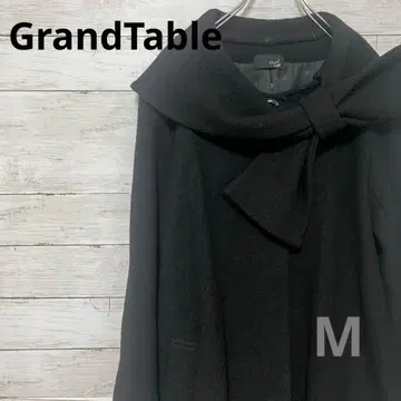 GrandTable 그랜터블 야마다야 리본 하프 코트 블랙