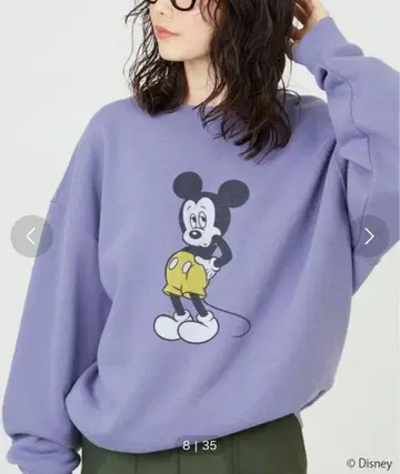 Mickey/전후 프린트 vintage 맨투맨