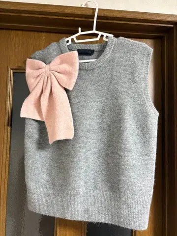 ZARA 그레이 슬리브리스 스웨터 리본 포함