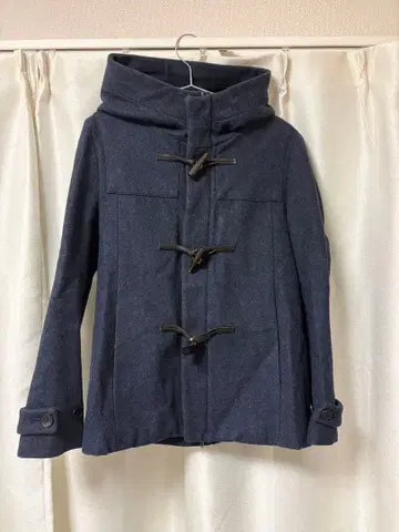 네이비 더플 코트 후드 부착