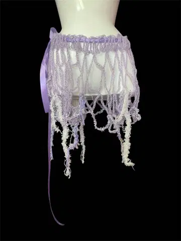 -melt knit- 허리 랩 스커트 퍼플