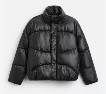 ZARA 자라 블랙 다운 자켓 박스 실루엣