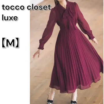 tocco 라인 레이스 x 핀턱 보타이 리본 플리츠 원피스 2024AW