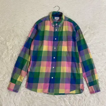 BEAMS 빔즈 블록 체크 셔츠 긴팔 M 남성용