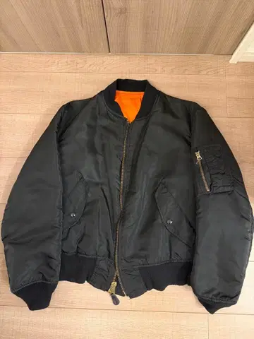 80s USA ALPHA MA-1 플라이트 자켓 블랙 M 사이즈