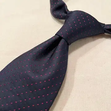 [ 레어 구형 택 광택 네이비 미사용급 ] 폴스미스 도트 넥타이 일본제