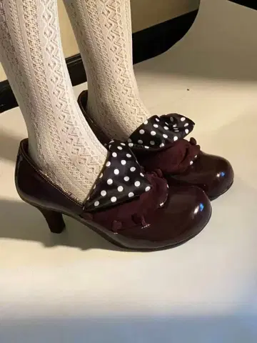 도트 무늬 펌프스 도트 하이힐 Vintage 빈티지 25cm