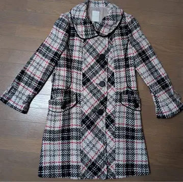 besti belli 체크 무늬 롱 코트