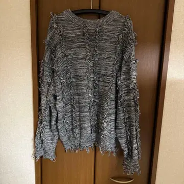 nui 프린지 그레이 니트 스웨터 R2