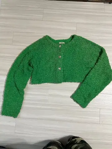 mystic 그린 플리스 크롭 가디건 숏 기장