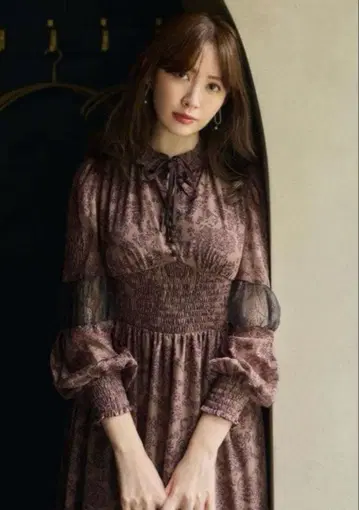 herlipto Winter Floral Long-sleeve Dress
