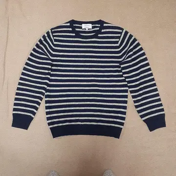 스웨터 캐시미어 100 네이비 보더