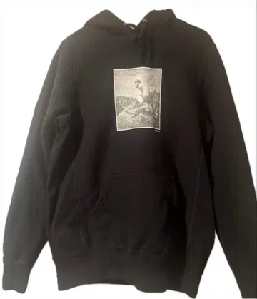 NOAH 블랙 아트 프린트 후드티 S