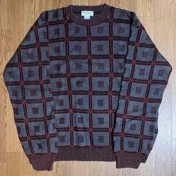 구제 체크 무늬 니트 스웨터