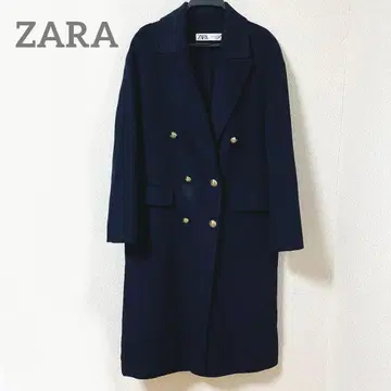 새상품급 자라 울 블렌드 코트 롱 P코트 네이비 골드 버튼