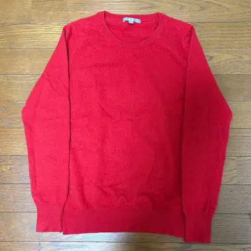 유니클로 캐시미어 크루넥 스웨터 니트 레드 L