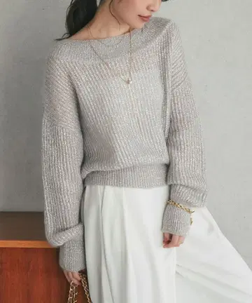 키드모헤어 라메 크롭 니트 실버 부티크 모자 꽁지