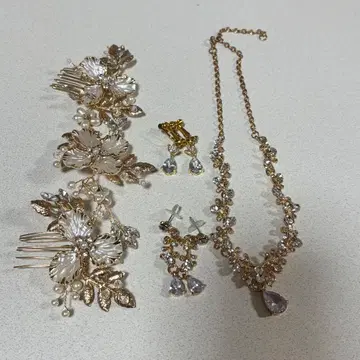 브라이덜 액세서리 골드 4세트