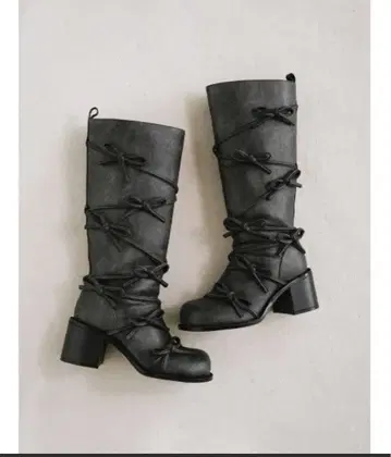 다리치 레이스업 리본 부츠