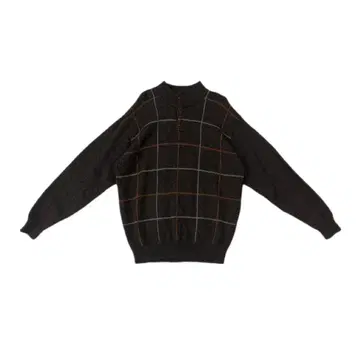 크로커다일 다크 그레이 체크 무늬 스웨터 빈티지