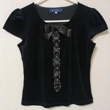 M'S GRACY 블랙 벨벳 반팔 상의 38