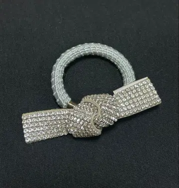 acca 리본 머리끈 포니 큐빅 실버 머리끈