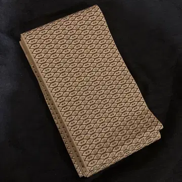 하카타 순수 실크 거북이 등껍질 문양 자수 녹슨 리큐 색 반폭 오비