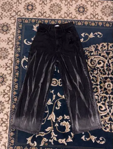 그라데이션 가공 와이드 레그 데님 팬츠