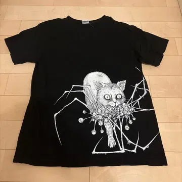 프리미엄 상품 이토 준지 갤런 T셔츠 블랙 M 사이즈 호러 코믹스 고양이