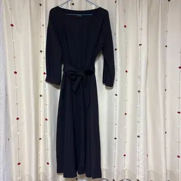 네이비 긴팔 원피스 허리 리본 포함