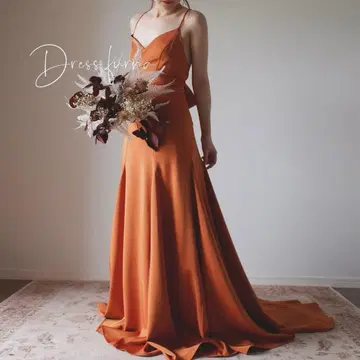 [새상품급] 컬러 드레스 오렌지 테라코타 2차 모임 드레스